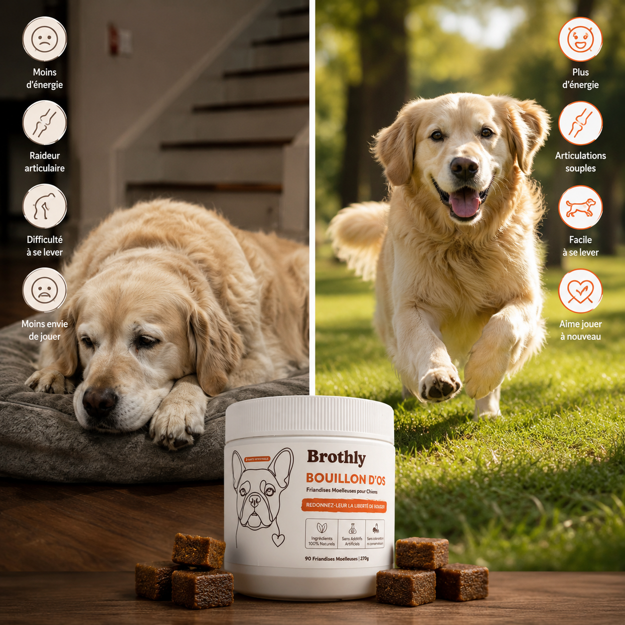 Brothly Friandises au Bouillon d'Os – Santé Articulaire & Bien-Être pour Chiens