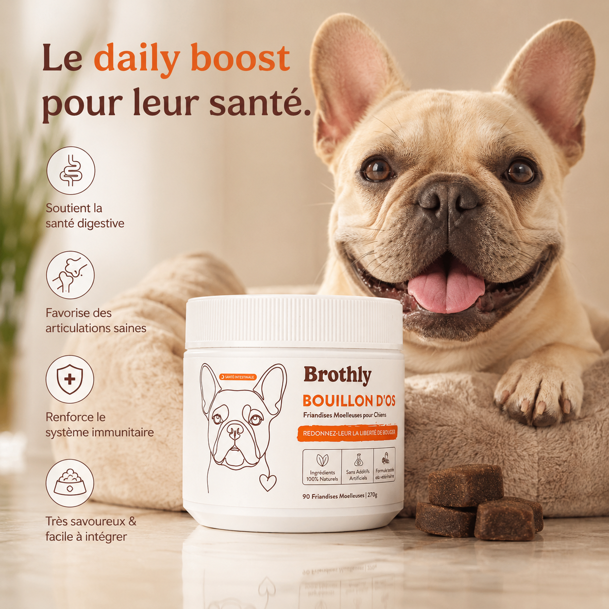 Brothly Friandises au Bouillon d'Os – Santé Articulaire & Bien-Être pour Chiens