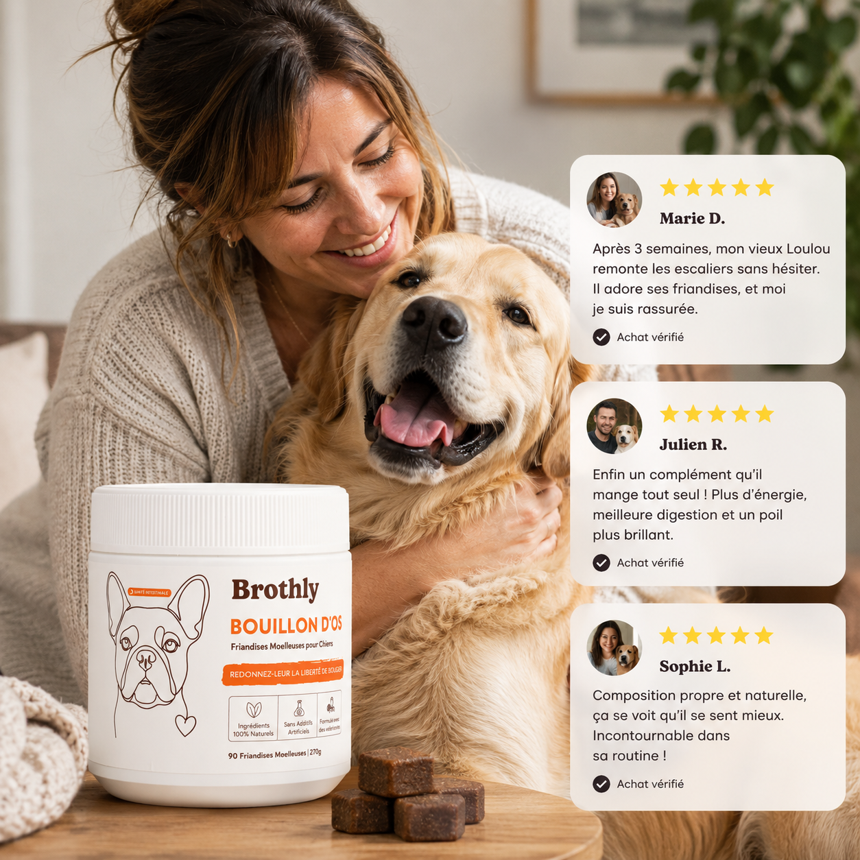 Brothly Friandises au Bouillon d'Os – Santé Articulaire & Bien-Être pour Chiens